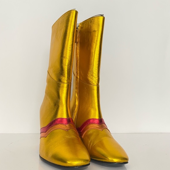 Man Repeller leandra Medine I’m here to party Gold boots 36 - Picture 6 of 10